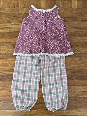 Vintage Handmade Two Piece Cottagecore Pants and Vest Set Girls